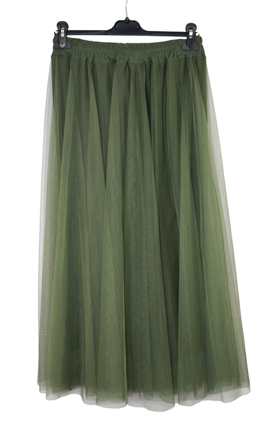 Women's Italian A-Line Tulle Mesh Skirt Plain