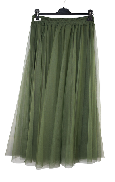 Women's Italian A-Line Tulle Mesh Skirt Plain