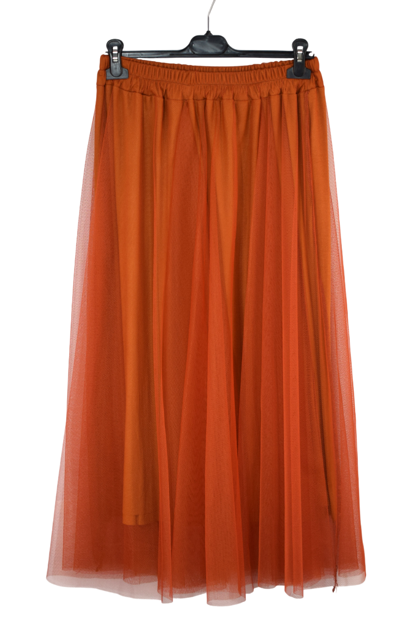 Women's Italian A-Line Tulle Mesh Skirt Plain