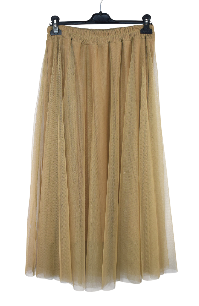 Women's Italian A-Line Tulle Mesh Skirt Plain