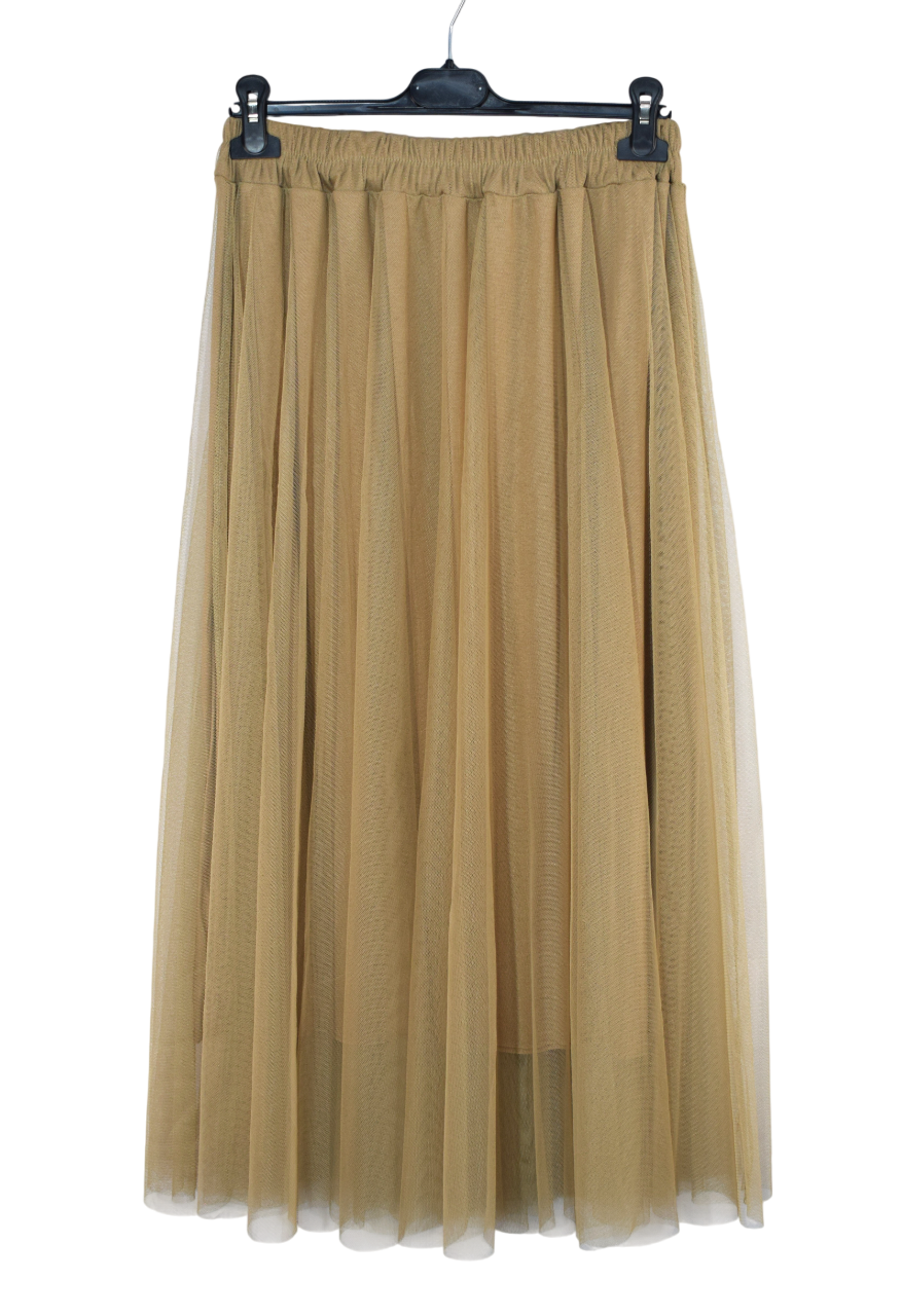 Women's Italian A-Line Tulle Mesh Skirt Plain