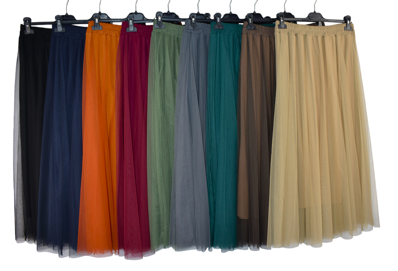 Women's Italian A-Line Tulle Mesh Skirt Plain