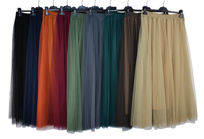 Women's Italian A-Line Tulle Mesh Skirt Plain