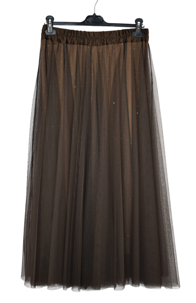 Womens Italian Sparkly A-Line Tulle Mesh Skirt
