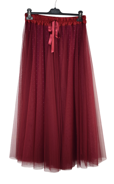 Womens Italian Sparkly A-Line Tulle Mesh Skirt