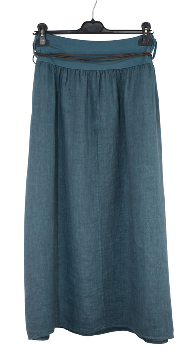 Italian Lagenlook Linen Skirt Lightweight Summer Elasticated Skirt with Fashion Belt