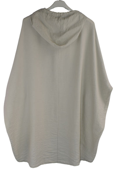 Linen Blend Diamante Hoodie Top with  Hi-Lo Hemline Lightweight Summer Hoodie Top For Women