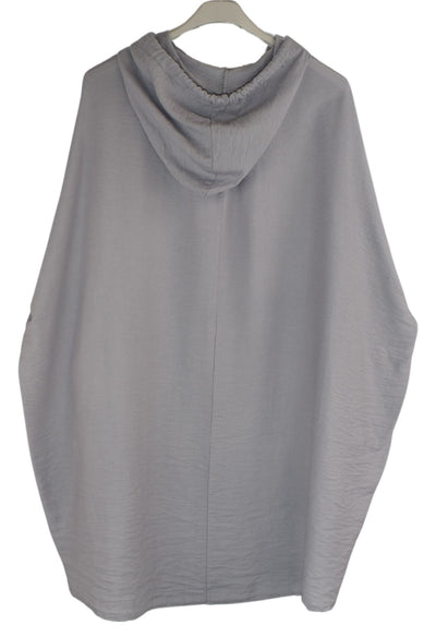 Linen Blend Diamante Hoodie Top with  Hi-Lo Hemline Lightweight Summer Hoodie Top For Women