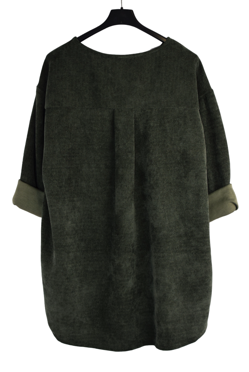 Ladies Italian Lagenlook Soft Chenille Button Detail Tunic Top Autumn Winter Collection