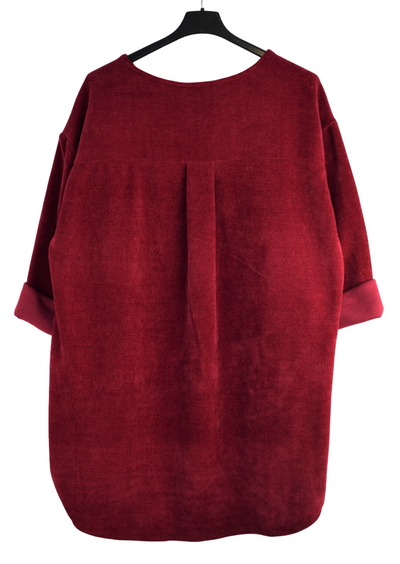 Ladies Italian Lagenlook Soft Chenille Button Detail Tunic Top Autumn Winter Collection