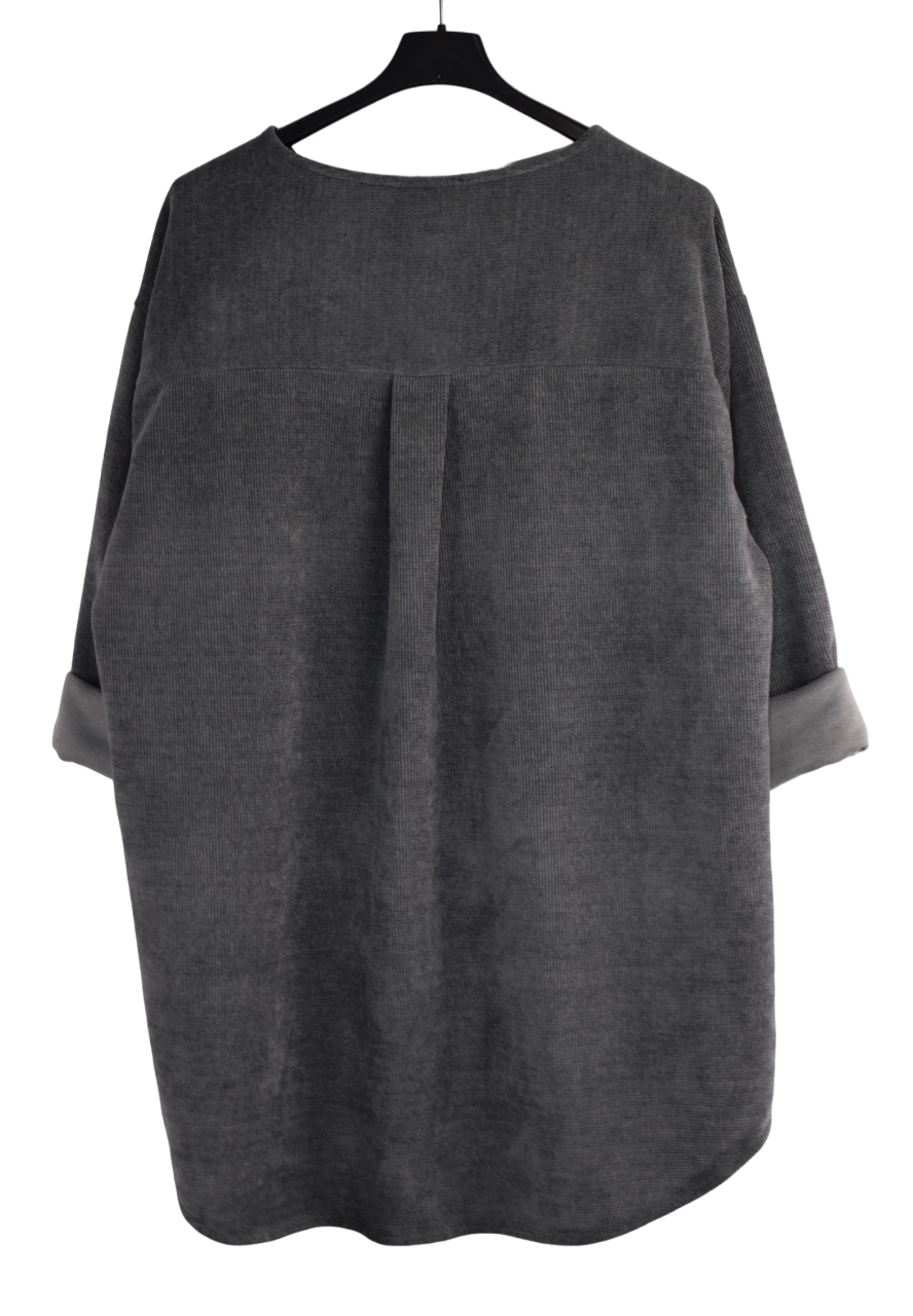 Ladies Italian Lagenlook Soft Chenille Button Detail Tunic Top Autumn Winter Collection