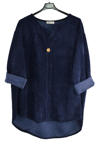 Ladies Italian Lagenlook Soft Chenille Button Detail Tunic Top Autumn Winter Collection