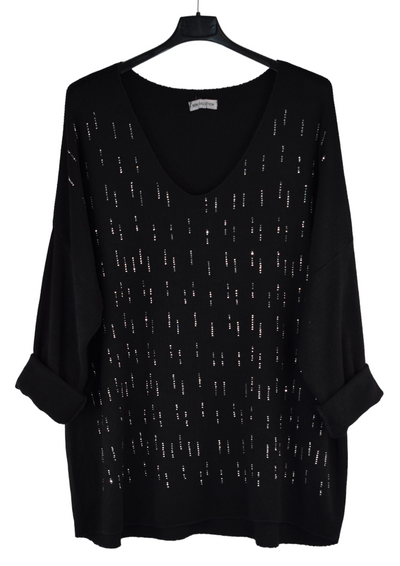 Italian Lagenlook Diamante Sparkle Wool Blend Top Autumn / Winter Collection