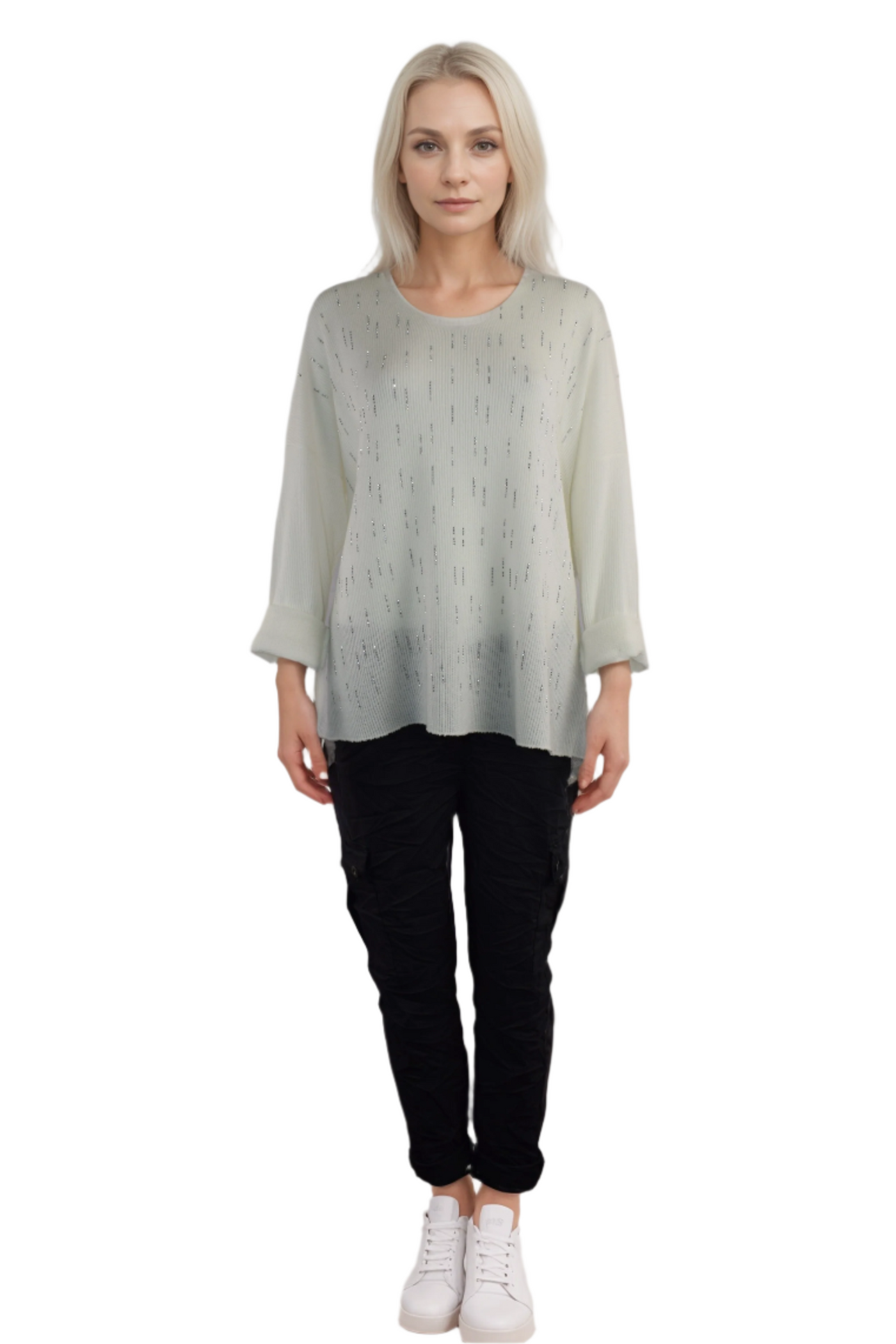 Italian Lagenlook Diamante Sparkle Wool Blend Top Autumn / Winter Collection