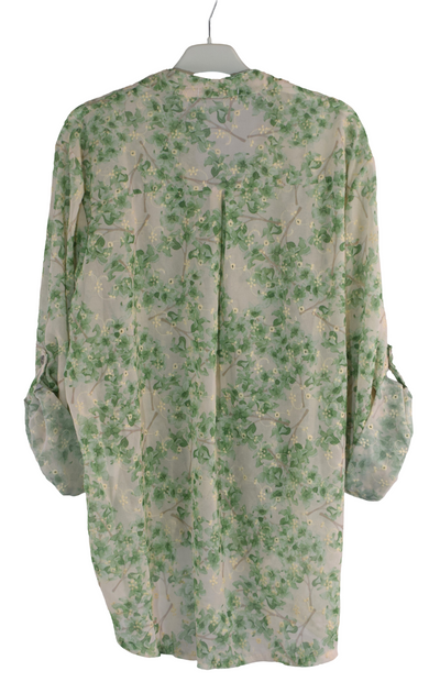 Italian Lagenlook Floral Blouse Knot Front Button Through Shirt Long Sleeve Summer Top