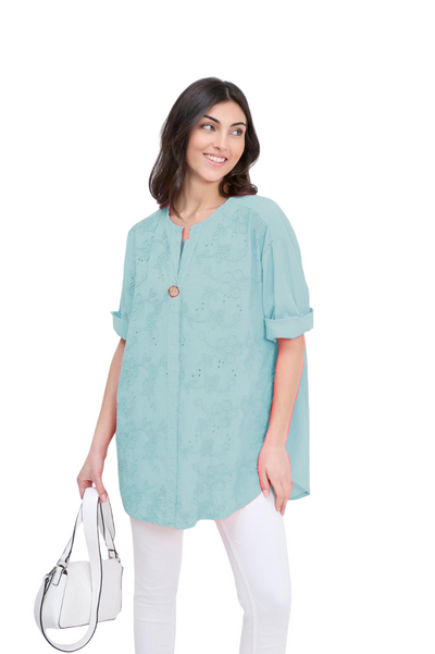Italian Lagenlook Intricate Embroidered Lightweight Cotton Summer Tunic Top