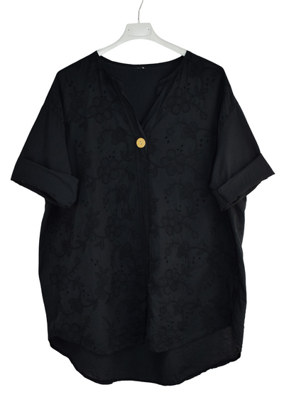 Italian Lagenlook Intricate Embroidered Lightweight Cotton Summer Tunic Top