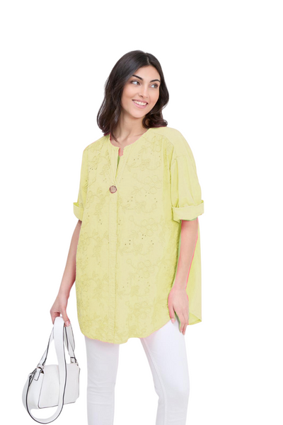 Italian Lagenlook Intricate Embroidered Lightweight Cotton Summer Tunic Top