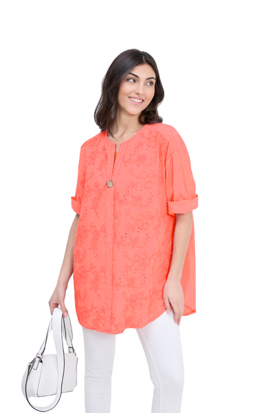 Italian Lagenlook Intricate Embroidered Lightweight Cotton Summer Tunic Top