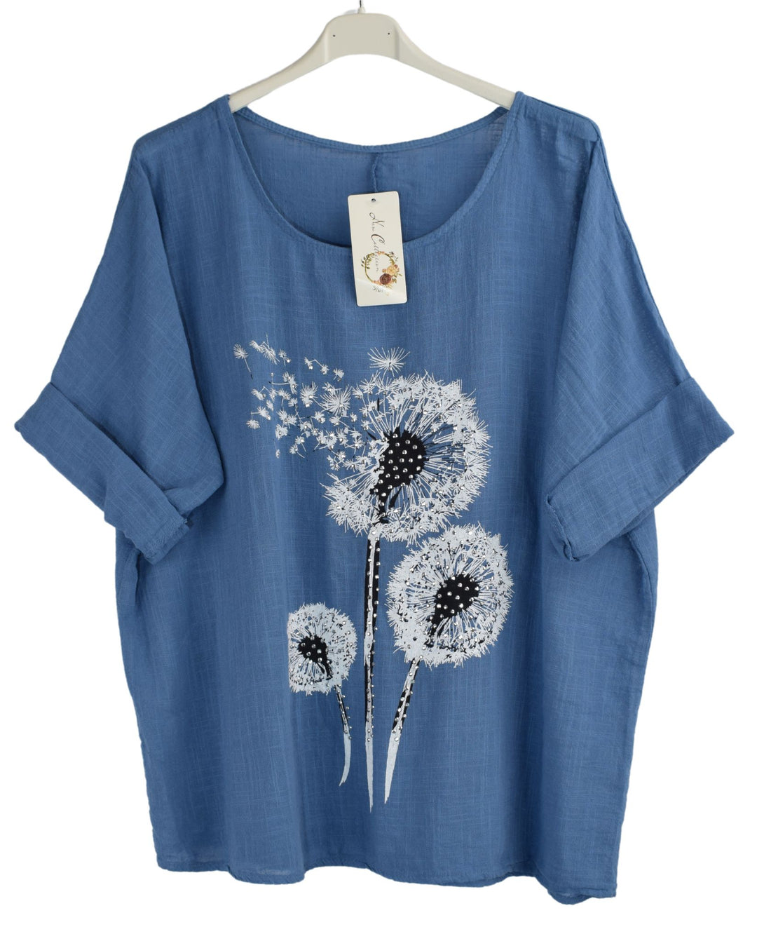 MaQiYa Women's Dandelion Print T-Shirt – Soft Cotton Vintage Graphic Tee In Z-blue, Size Small - View #8