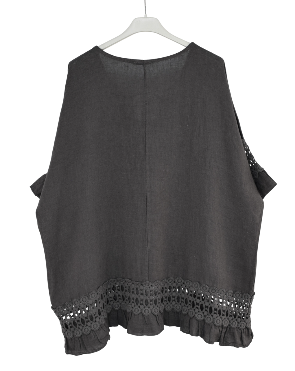 Italian Lagenlook Linen Lace Panel Oversized Summer Top