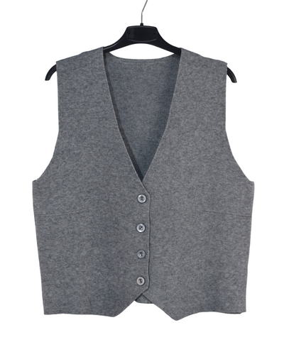 Italian Lagenlook Plain Soft Knit Button Through Waistcoat