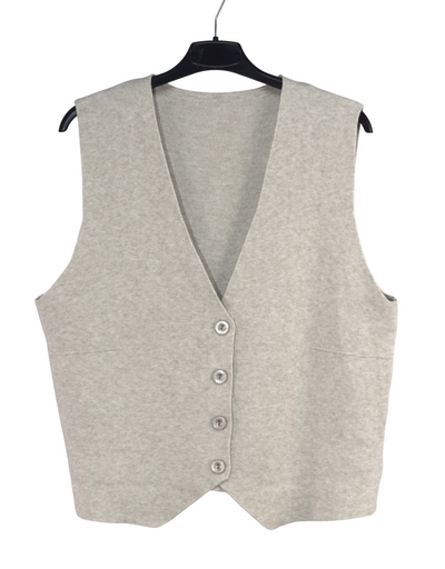 Italian Lagenlook Plain Soft Knit Button Through Waistcoat