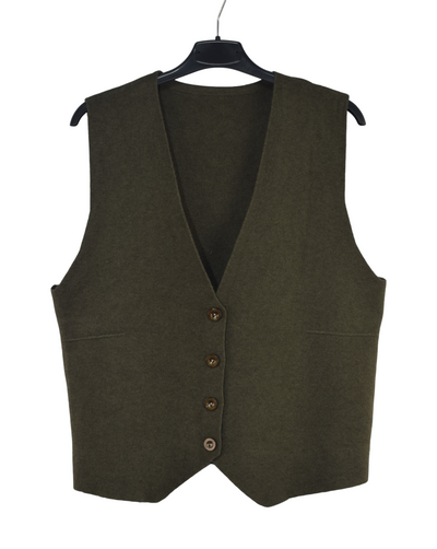 Italian Lagenlook Plain Soft Knit Button Through Waistcoat