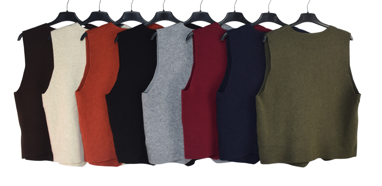 Italian Lagenlook Plain Soft Knit Button Through Waistcoat