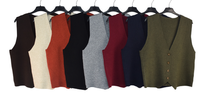 Italian Lagenlook Plain Soft Knit Button Through Waistcoat