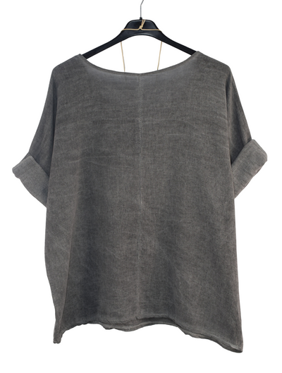 Italian Lagenlook Cotton Linen Summer Top with Pendant