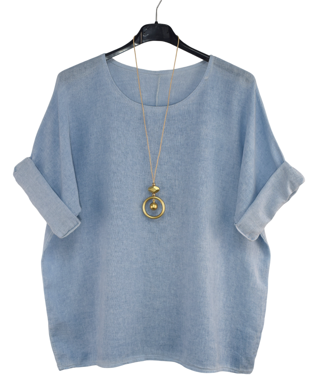Italian Lagenlook Cotton Linen Summer Top with Pendant