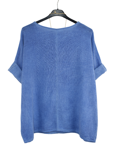 Italian Lagenlook Cotton Linen Summer Top with Pendant