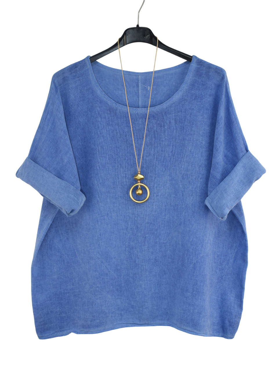 Italian Lagenlook Cotton Linen Summer Top with Pendant
