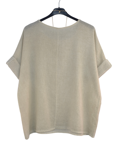 Italian Lagenlook Cotton Linen Summer Top with Pendant