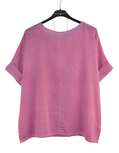 Italian Lagenlook Cotton Linen Summer Top with Pendant