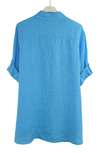 Italian Lagenlook Linen Oversized Button Through Collared Shirt Blouse