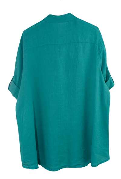 Italian Lagenlook Linen Oversized Button Through Collared Shirt Blouse