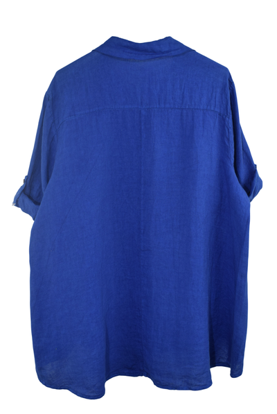 Italian Lagenlook Linen Oversized Button Through Collared Shirt Blouse