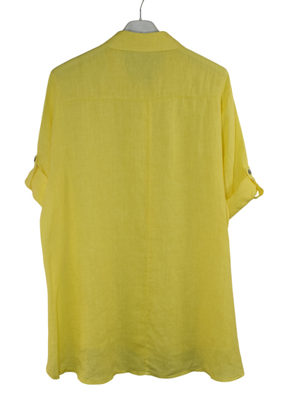 Italian Lagenlook Linen Oversized Button Through Collared Shirt Blouse