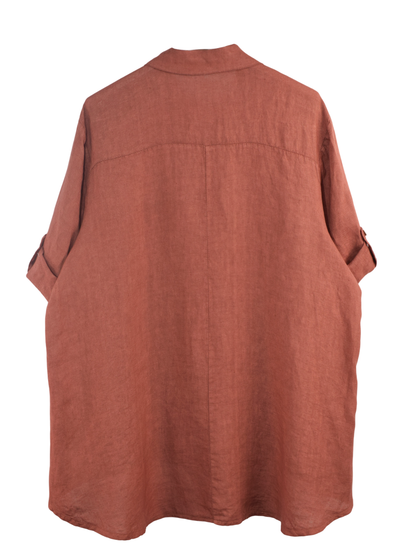 Italian Lagenlook Linen Oversized Button Through Collared Shirt Blouse