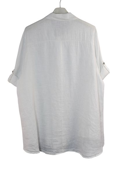 Italian Lagenlook Linen Oversized Button Through Collared Shirt Blouse