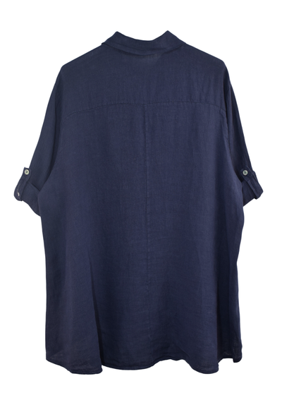 Italian Lagenlook Linen Oversized Button Through Collared Shirt Blouse