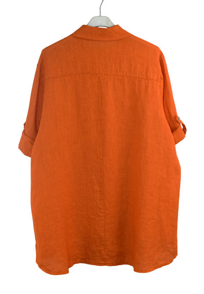 Italian Lagenlook Linen Oversized Button Through Collared Shirt Blouse