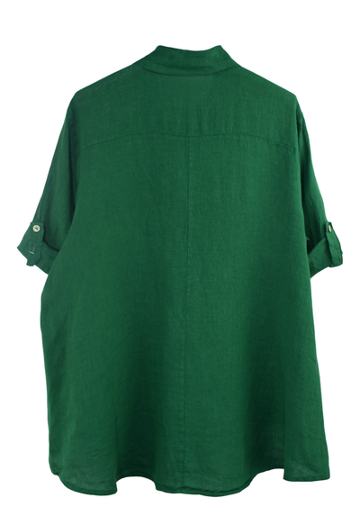 Italian Lagenlook Linen Oversized Button Through Collared Shirt Blouse