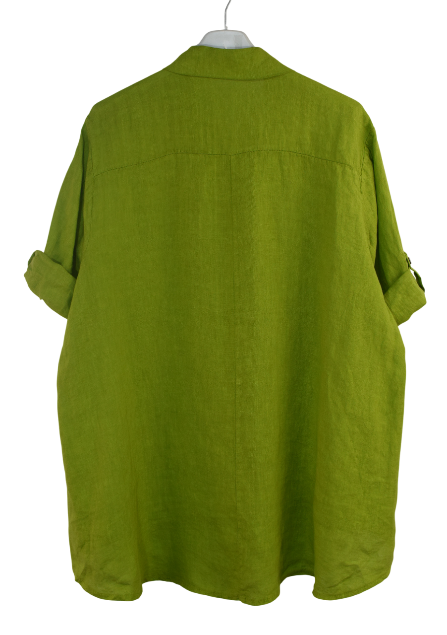 Italian Lagenlook Linen Oversized Button Through Collared Shirt Blouse