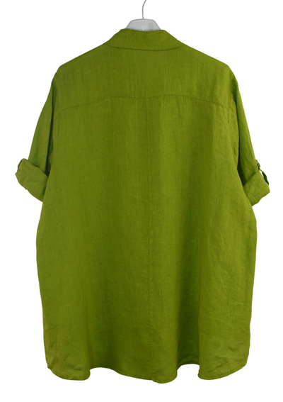 Italian Lagenlook Linen Oversized Button Through Collared Shirt Blouse