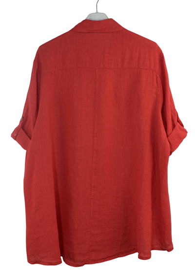 Italian Lagenlook Linen Oversized Button Through Collared Shirt Blouse