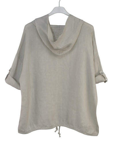 Italian Lagenlook Linen Hoodie Summer Lightweight Top