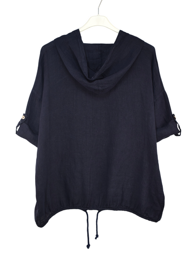 Italian Lagenlook Linen Hoodie Summer Lightweight Top